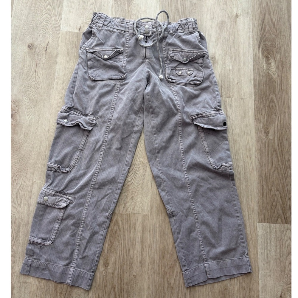 Free People Tahiti Pull-On Cargo Utility Pants Grey Size M